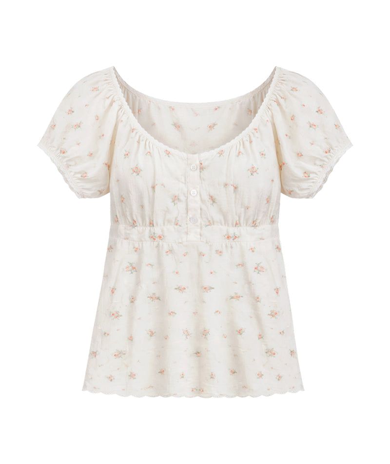 Cozy&Kitsch（コージーアンドキッチ）の「Creamy Flower Puff Blouse（Tops）」