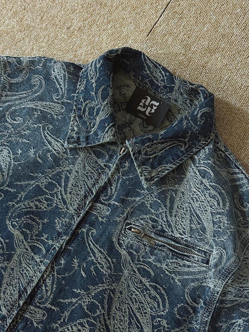 ASCLO Jacquard Denim Zipper Jacket (2color)
