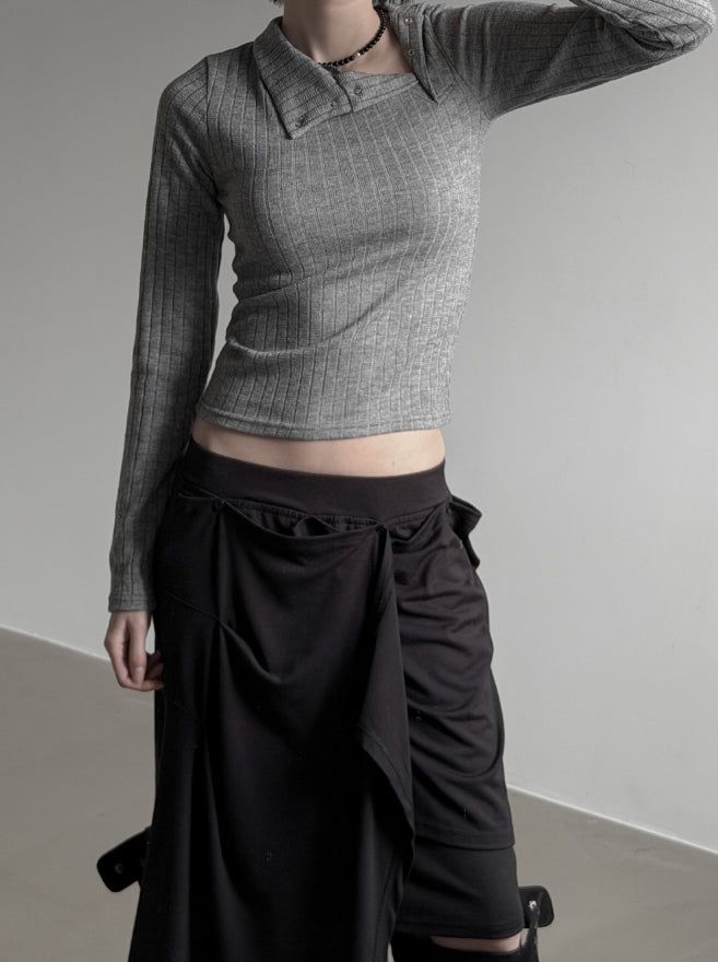 Asymmetric Snap Collar Tee