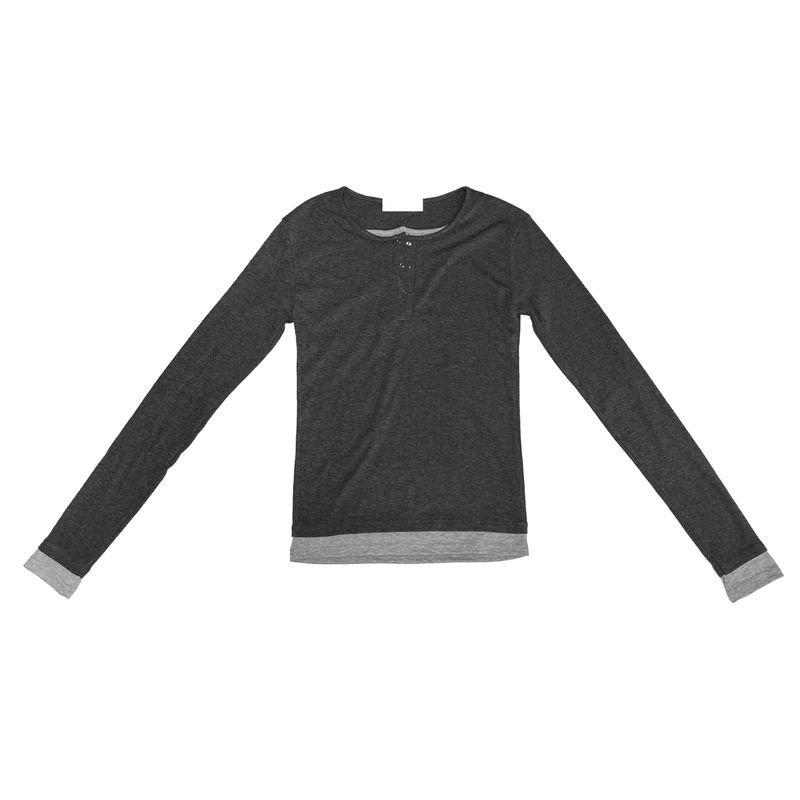 レイヤードボタンTシャツ