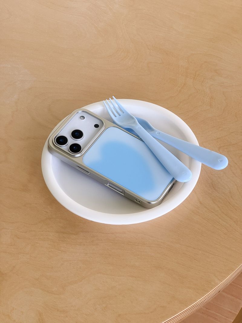 BIG HEART BLUE Silver Epoxy Case