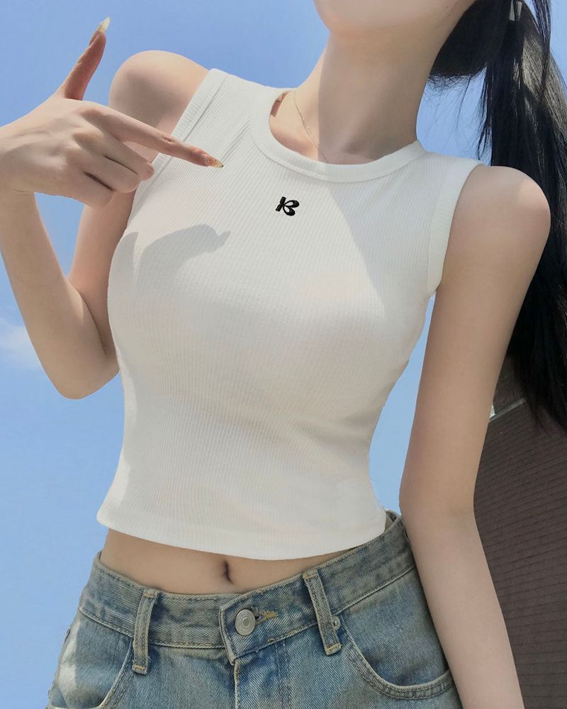BEIDELLI（ベイデリー）の「[MADE] NEW_Rib cropped embroidered camisole（Tops）」