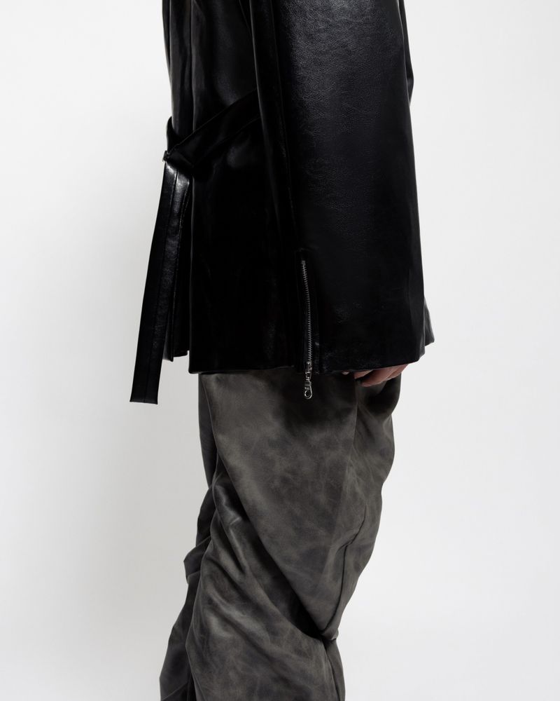 SLAB STRUCTURED BLAZER - FAUX LEATHER