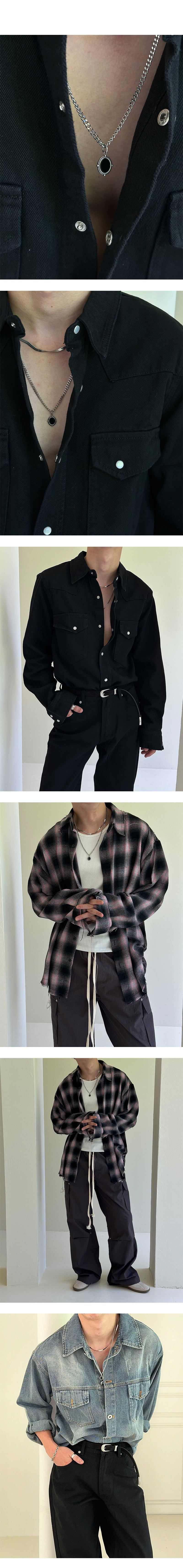 [HANDMADE] Black buckle chain necklace