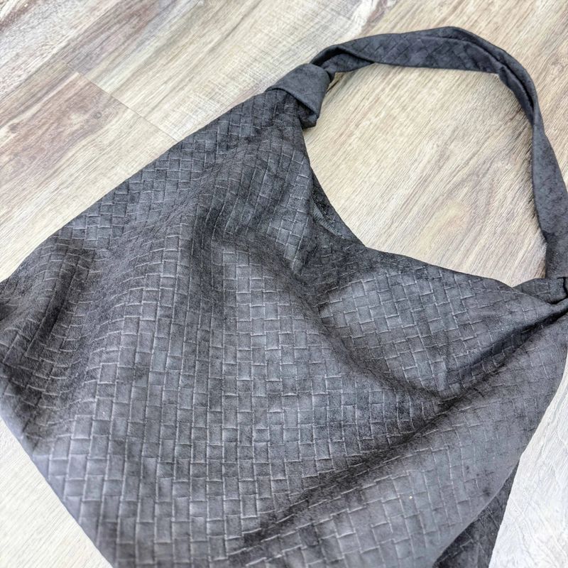 Woven Suede-Look Shoulder Bag