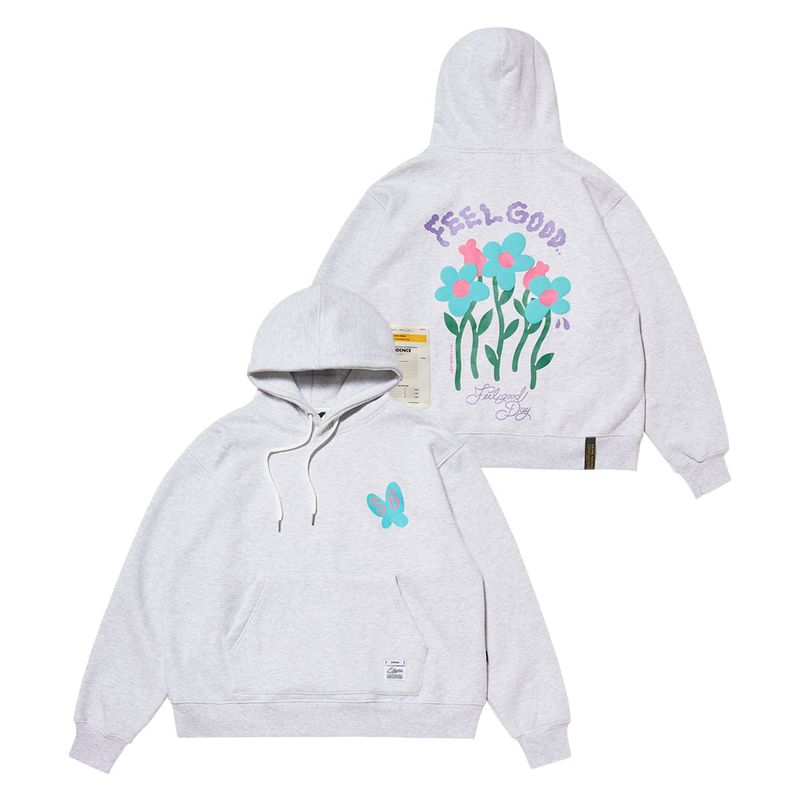 STIGMA(スティグマ)の「FLOWER OVERSIZED HOODIE BLACK / WHITE MELANGE(Tops)」