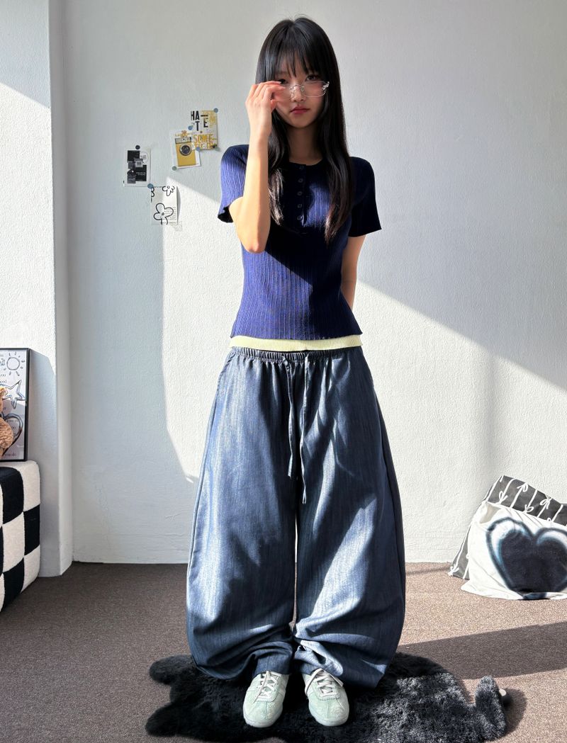 Formi Basic Wide Banding Semi-Balloon Pants 2color