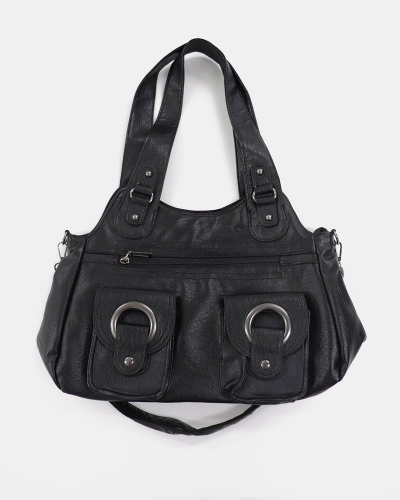 Clean Vintage Pocket Leather Shoulder Bag