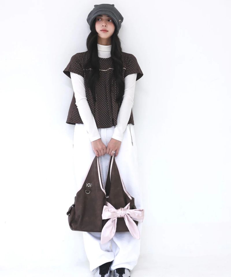 [Medium] Bow Shoulder Bag (Choco Pink)