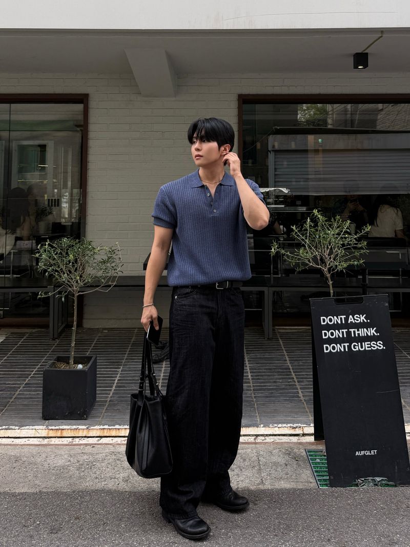 Robe skash collar short-sleeved knitwear