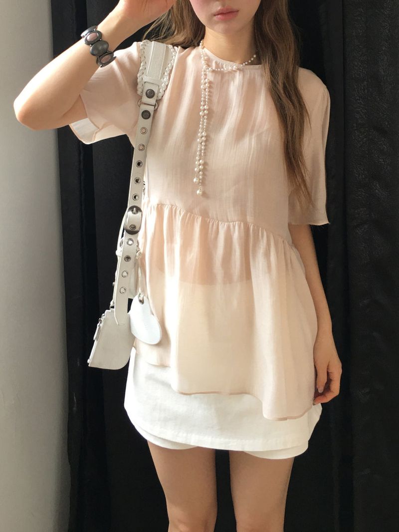 Sheer back ribbon blouse