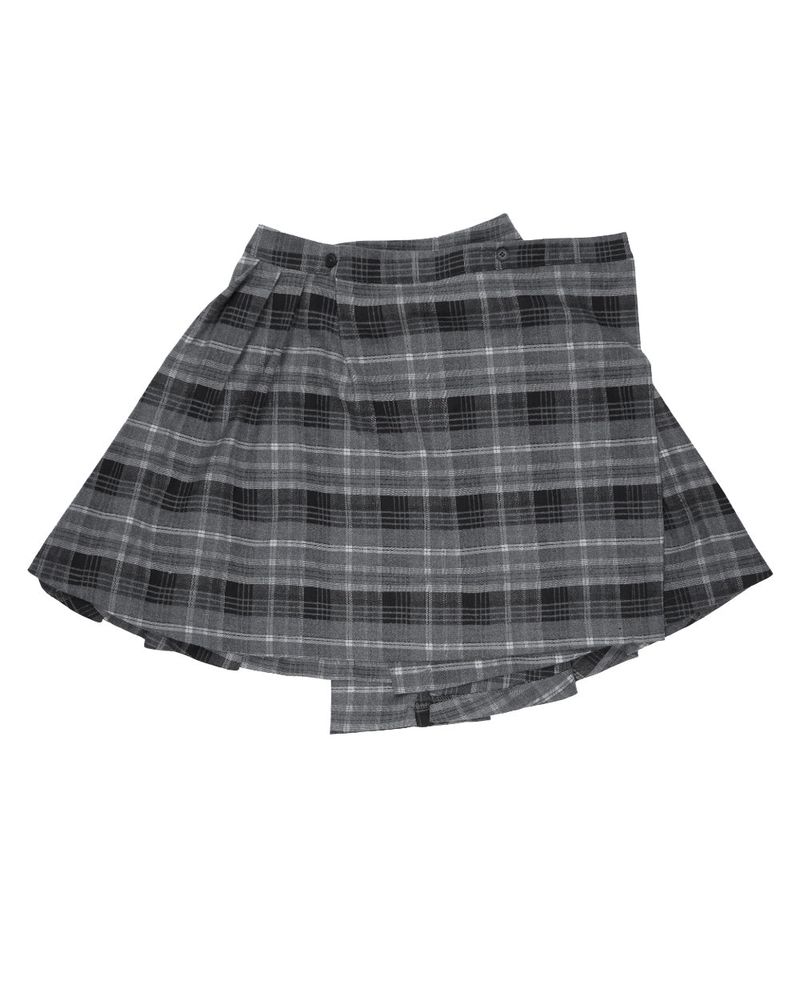 CHECK WRAP MIDI SKIRT