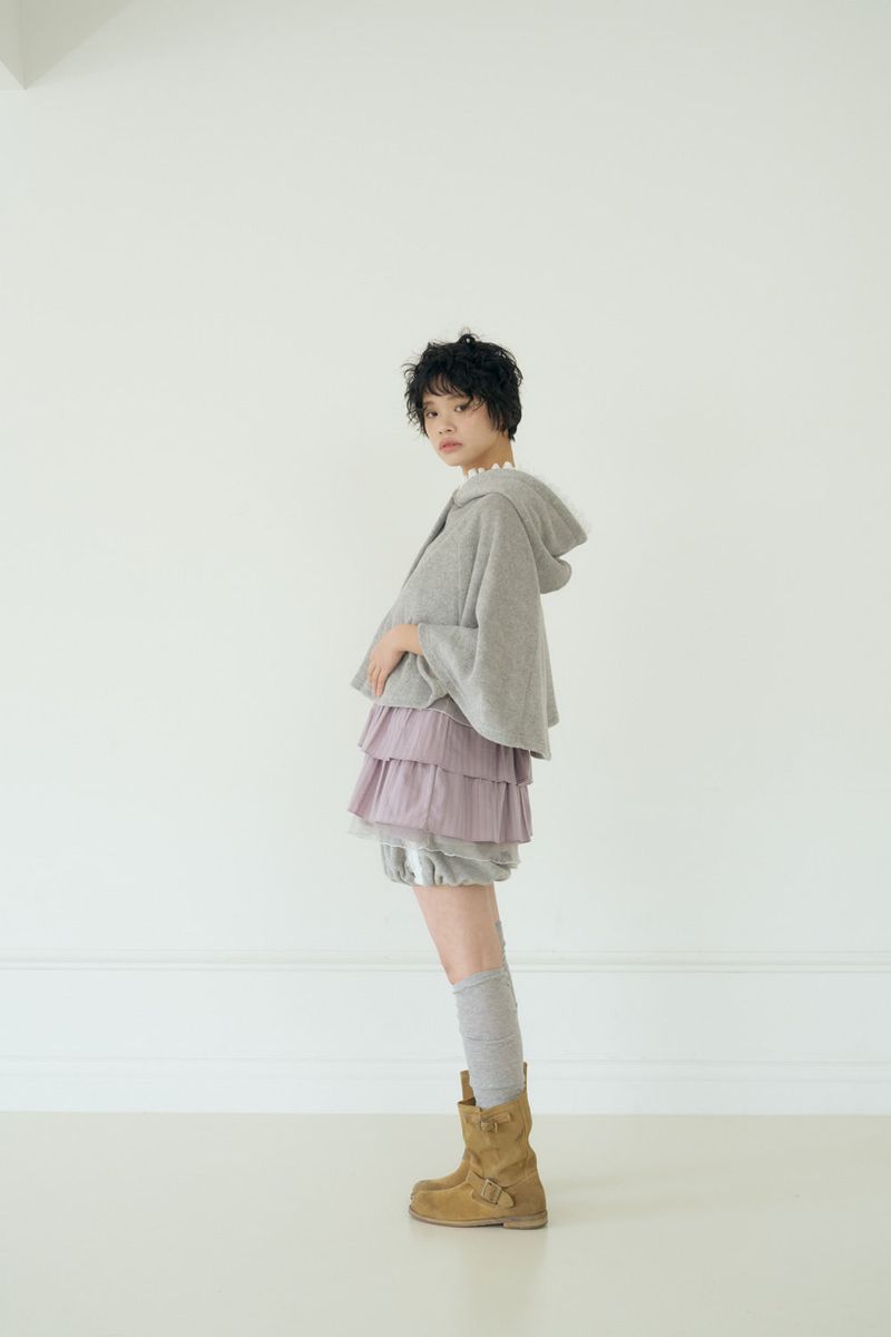 VANILLA TERRY HOOD CAPE (GREY)