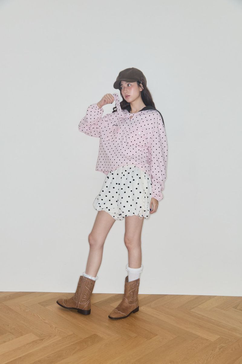 POLKA STAR PATCH SAILOR BLOUSE (PINK)