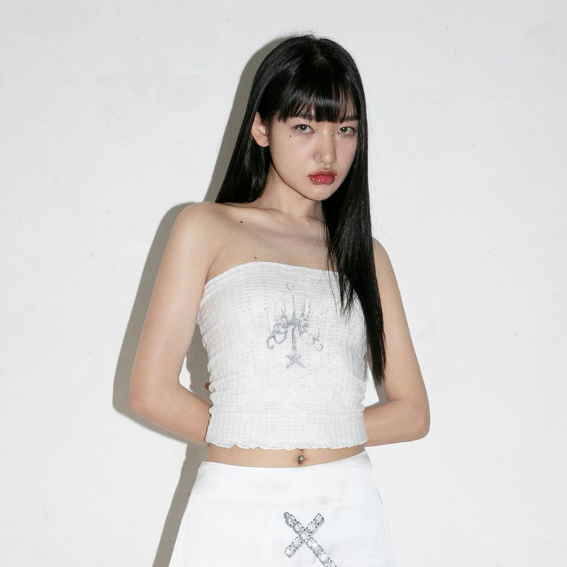 Lace Candlestick Tube Top - WHITE