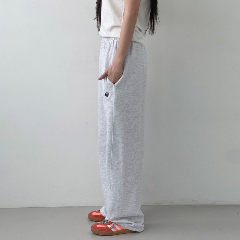 STITCH LOGO STRING JOGGER PANTS [WHITE MELANGE]