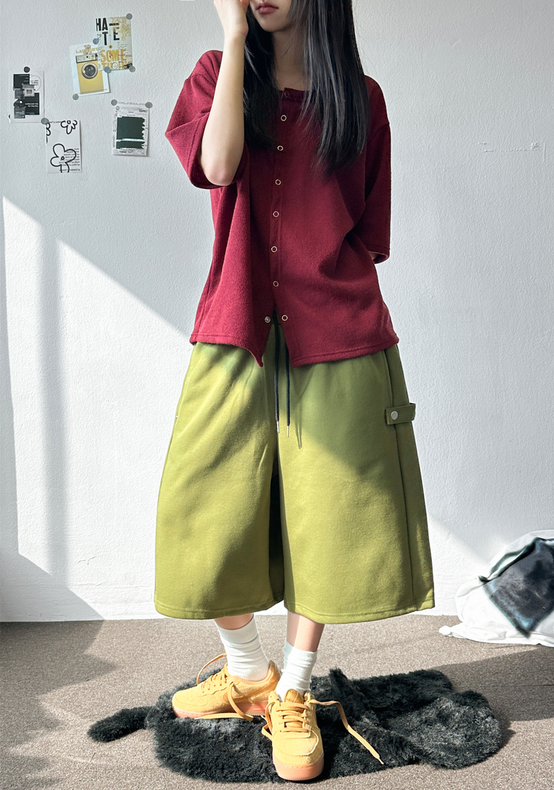 Pinter Snap Color Block Balloon Bermuda Shorts 7color
