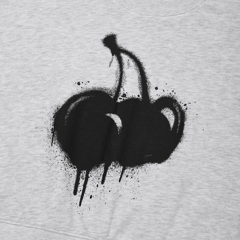 MELTING CHERRY PRINTED CROP SWEATSHIRT [MELANGE GRAY]