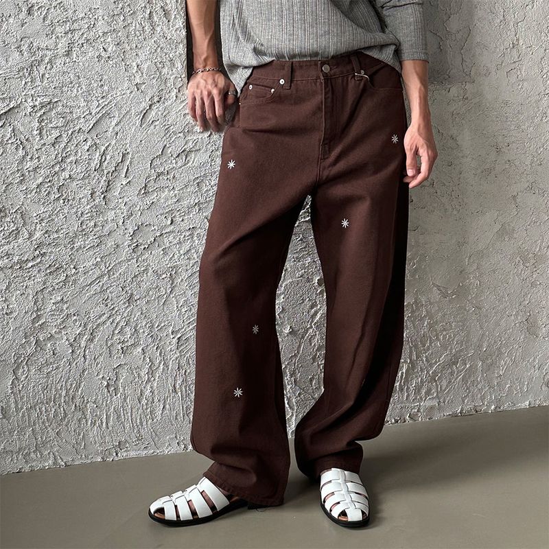 Minimal patch semi wide pants (3color)