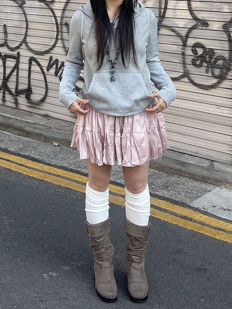 Romantic wrinkle banding skirt