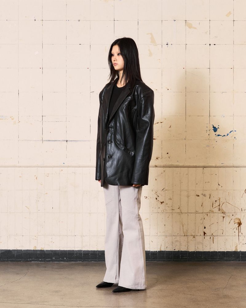Circle Leather Blazer (Black)