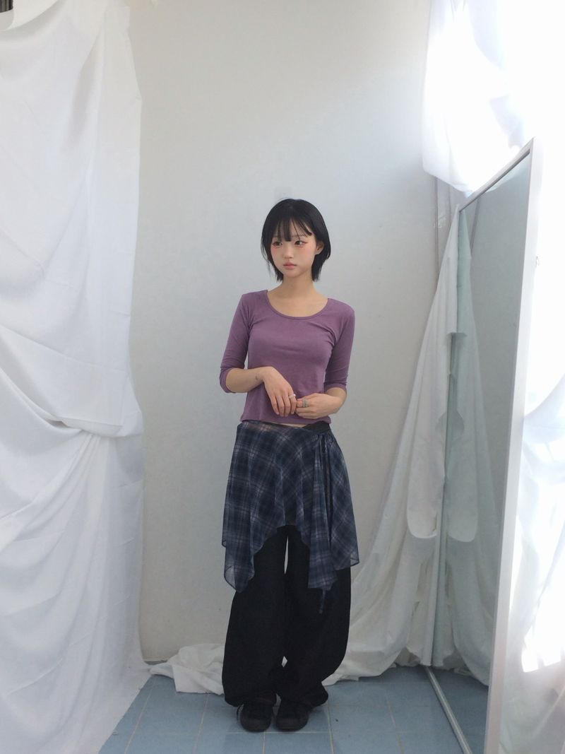 Misty Checkered Layered Skirt