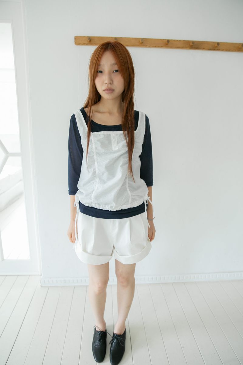 button shirring square neck sleeveless top(2colors)