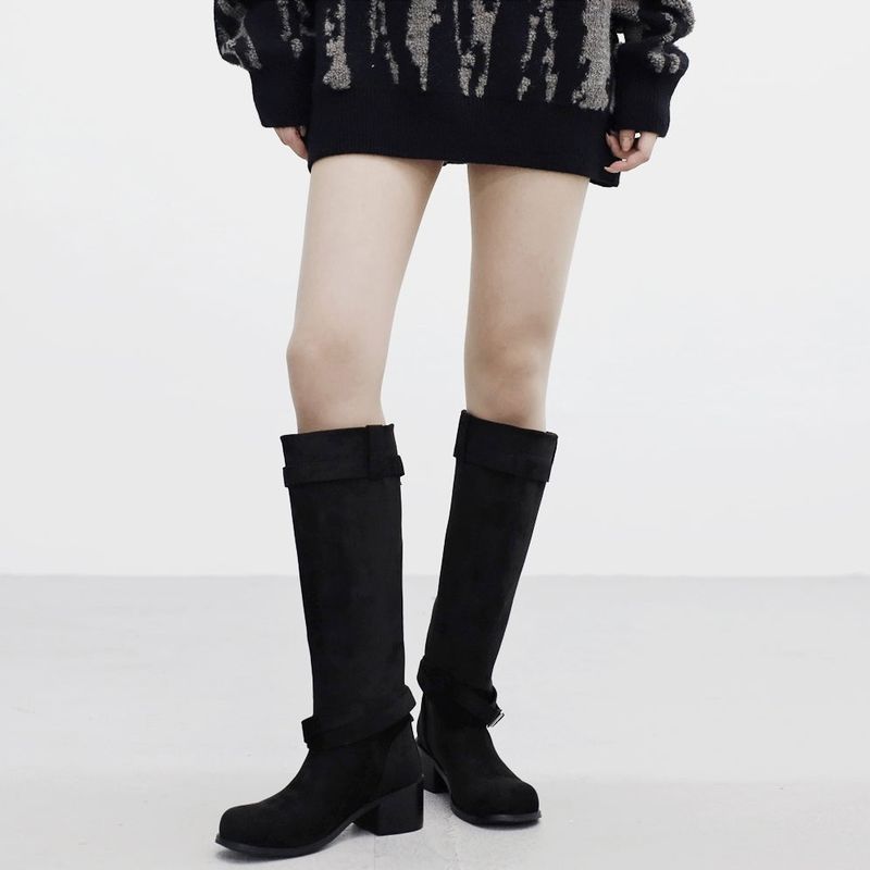 Demin Belt Suede Boots