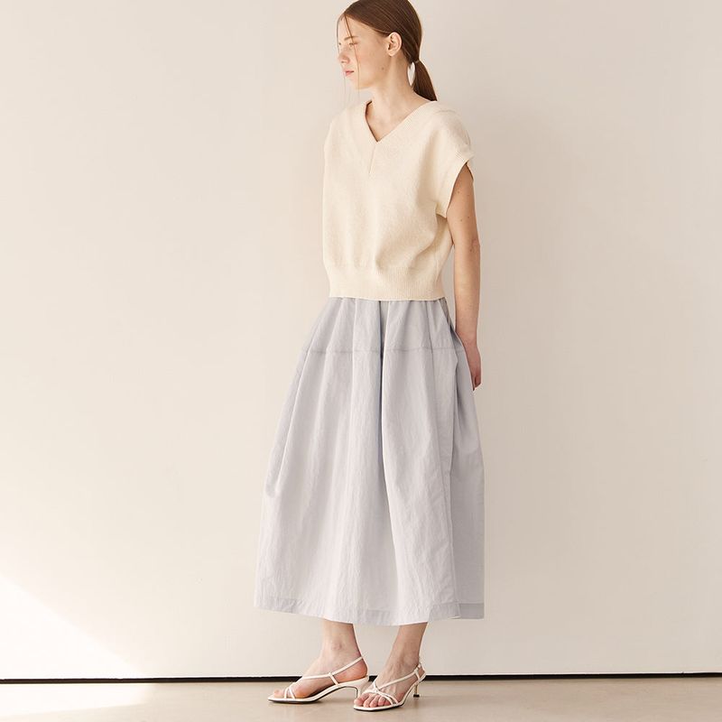 Nylon volume skirt_grey