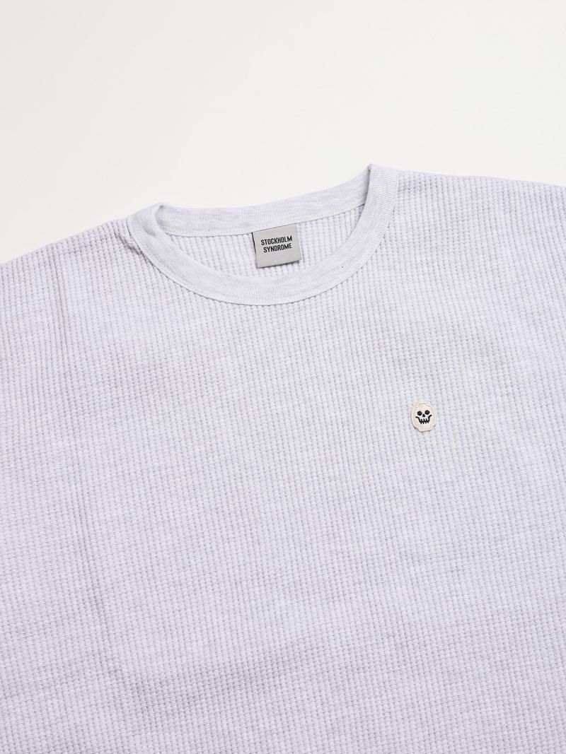 SKULL WAFFLE LS TEE - IVORY