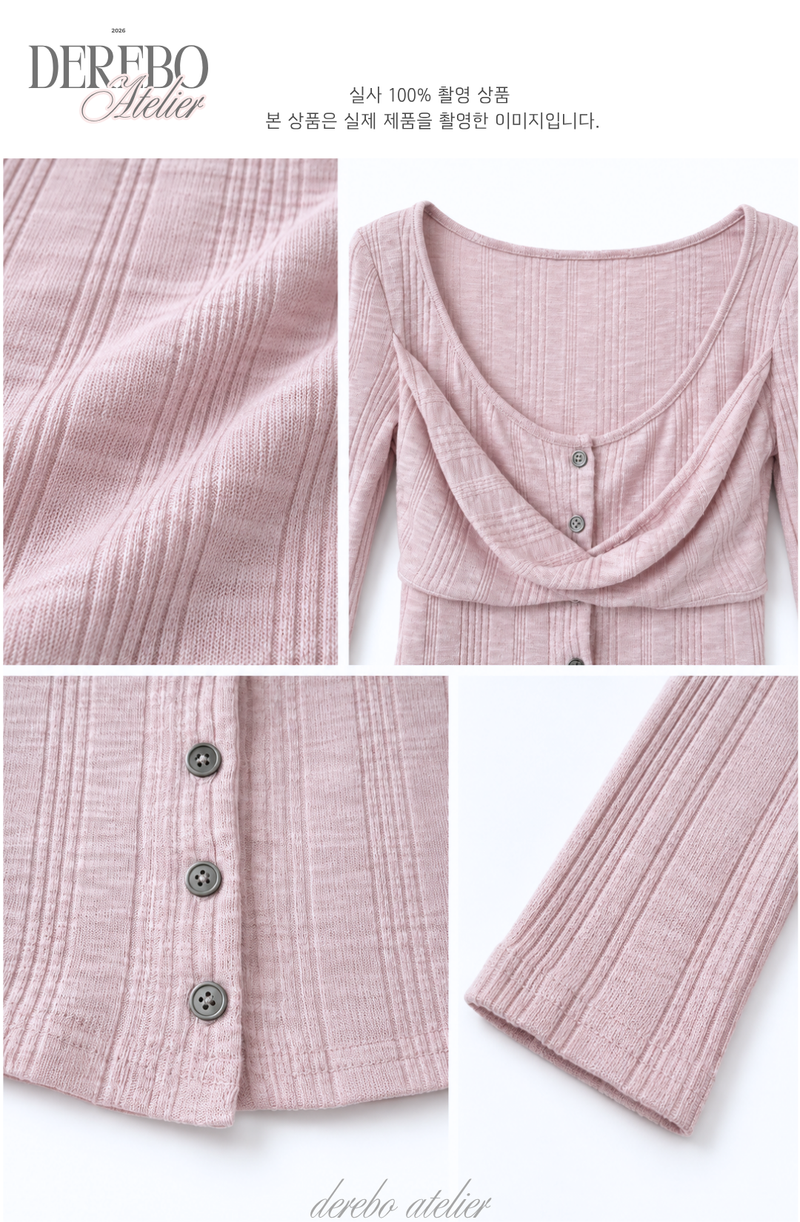 Lady Pink Gray Layered Long-Sleeve Top
