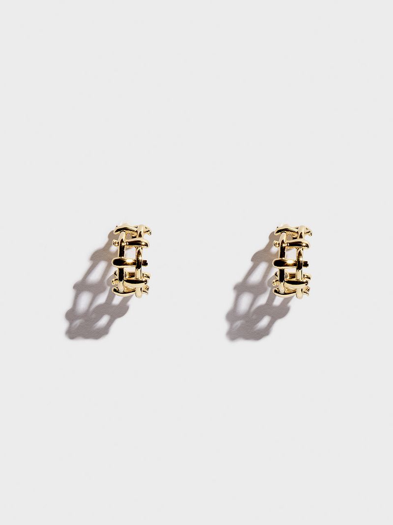 Multi Hash Tag Small Hoop Earrings (Gold)