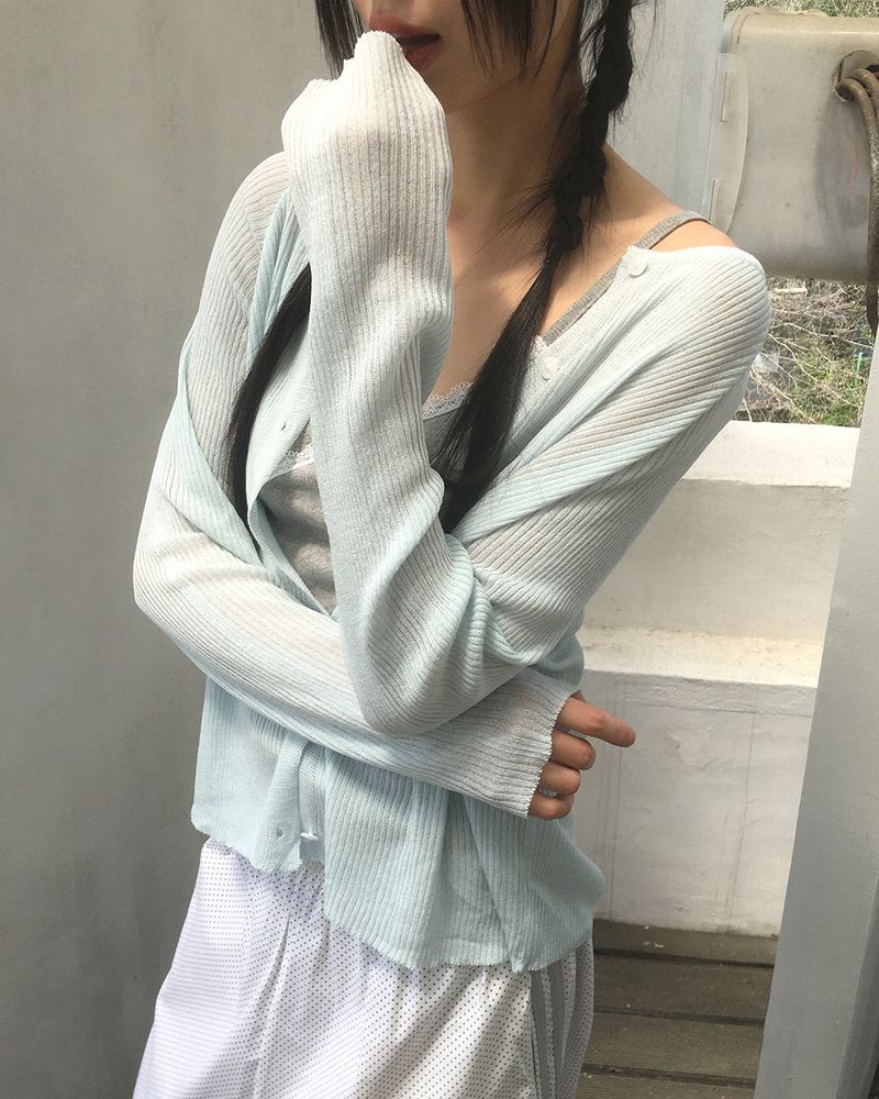 Floin Sheer Ribbed Cardigan