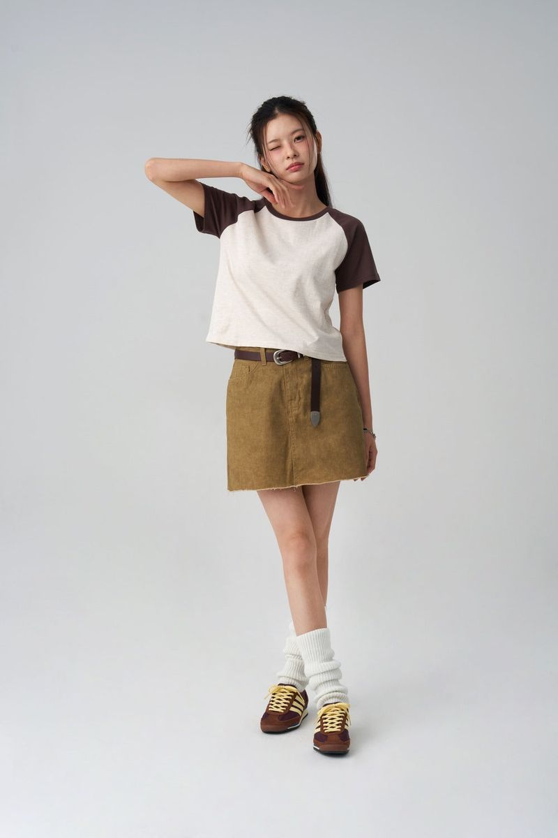 (W) grunge washed skirt pants