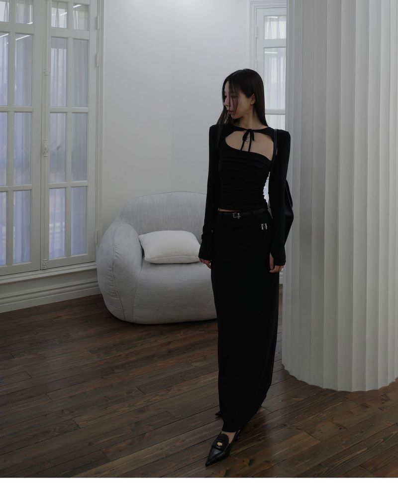 Rosé long slim skirt
