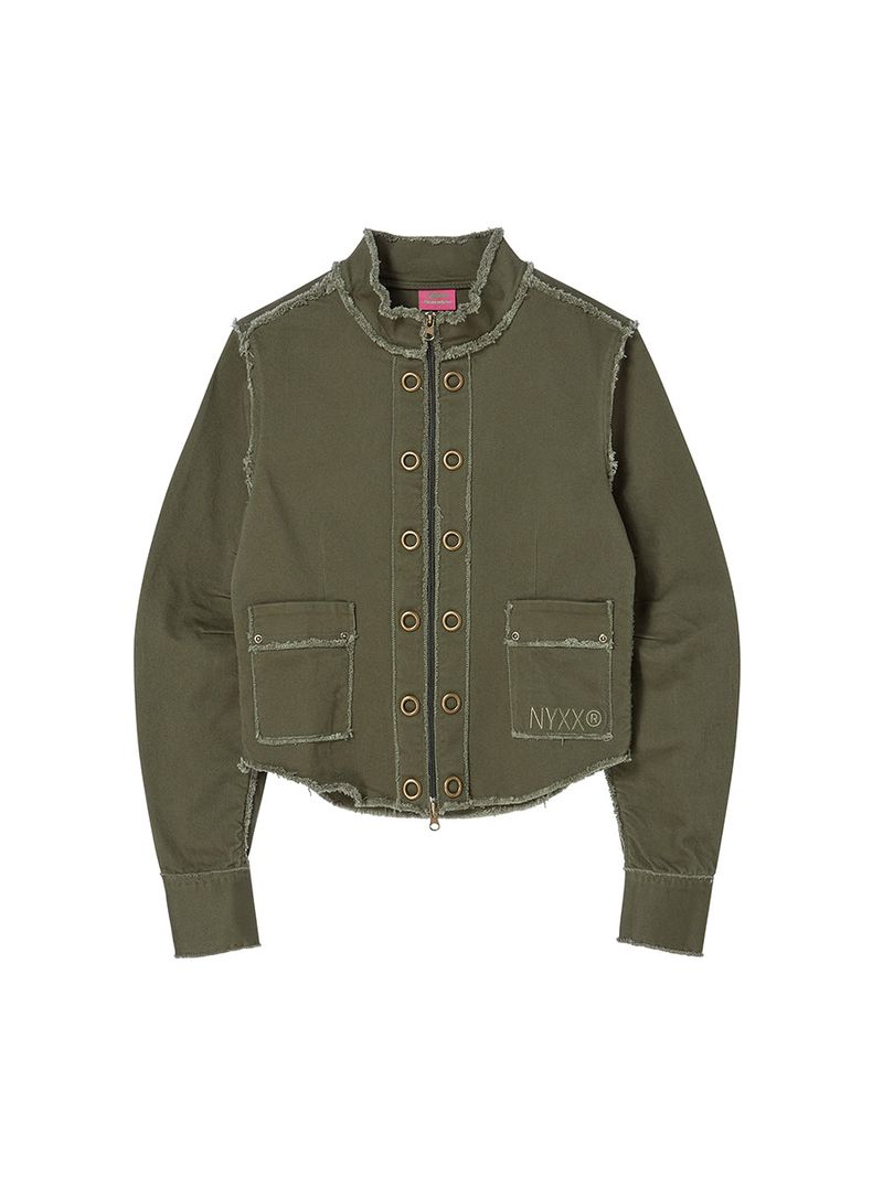 EYELET COTTON JACKET KHAKI
