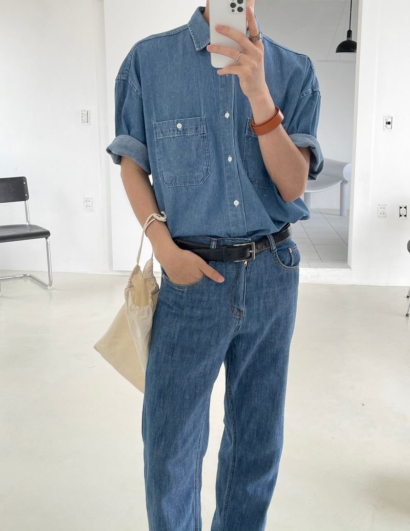 Roll up denim shirts