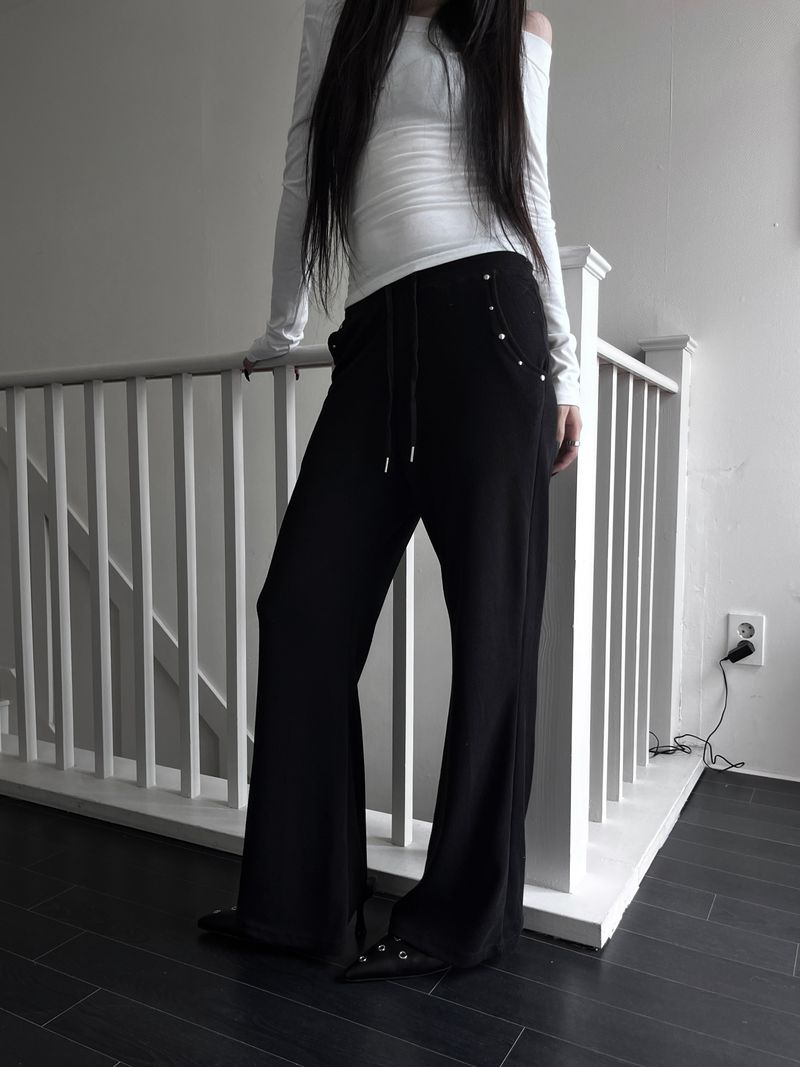 line stud bootcut pants (2color)