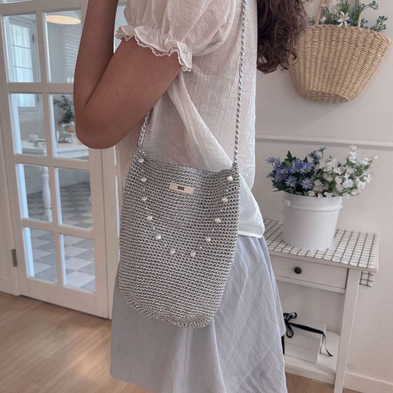 Silver knit bag