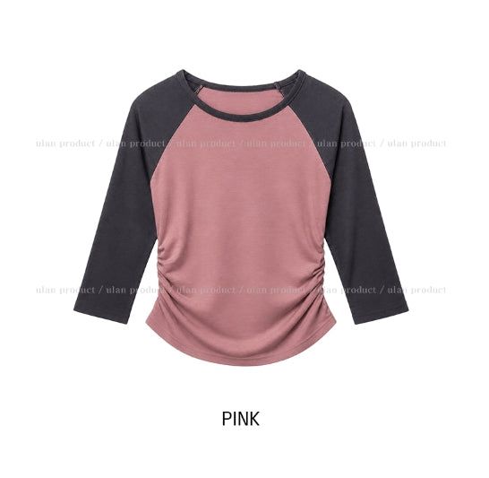 Tones Shirring Raglan Three Quarter T-shirt