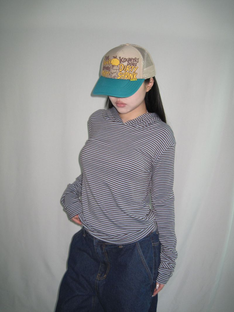Slim Fit Striped Hand Warmer Hoodie