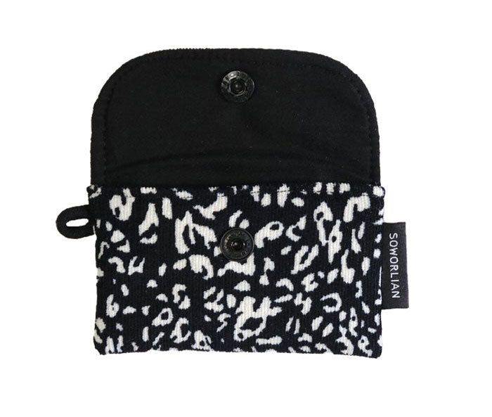 Simple Card wallet _Leopard Corduroy Black
