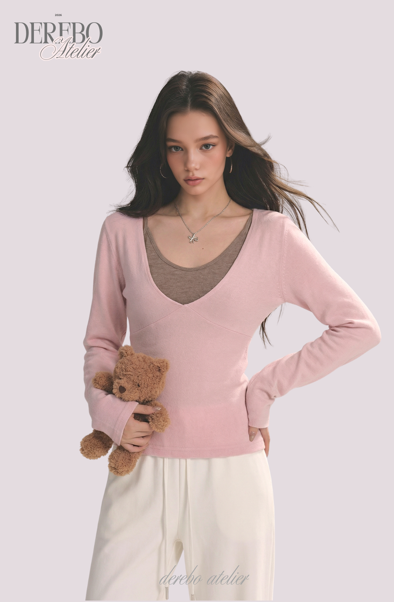 Renea Pink Layered Two-Piece Knitwear