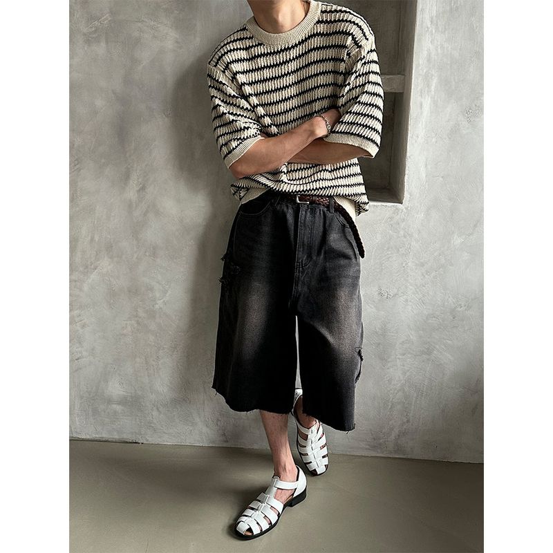 [S/S] Saint stripe half knit (3color)