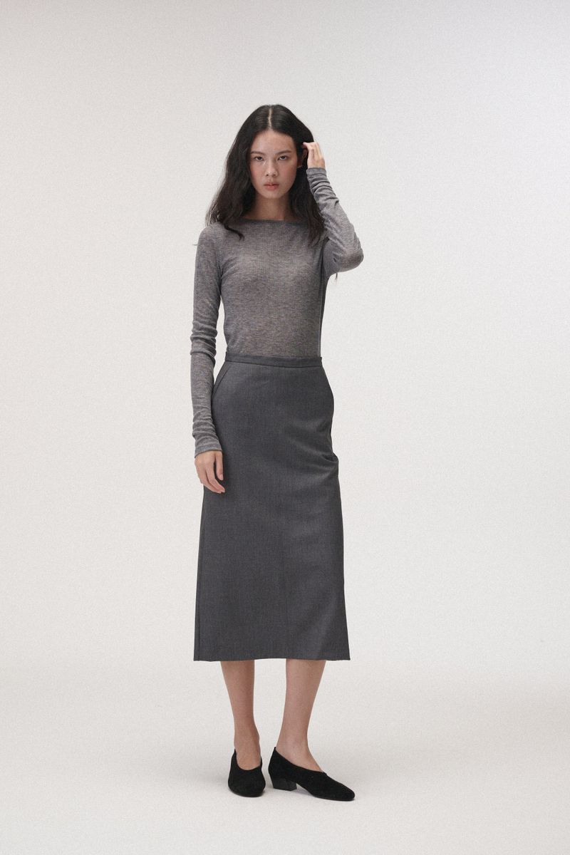 Wool boat neck T (Grey)