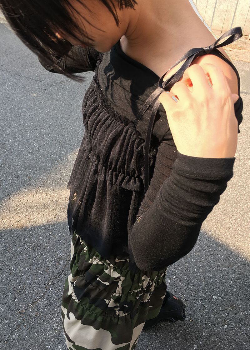 MESH SHIRRING TOP