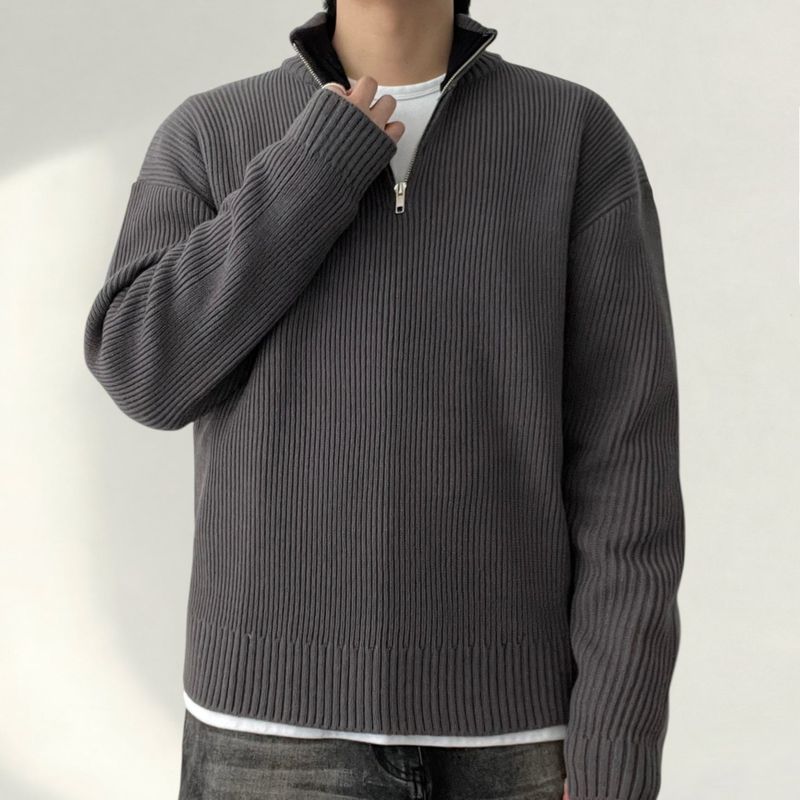 voarc（ボアク）の「 Rach color matching neckline semi-zip-up knit（Tops）」