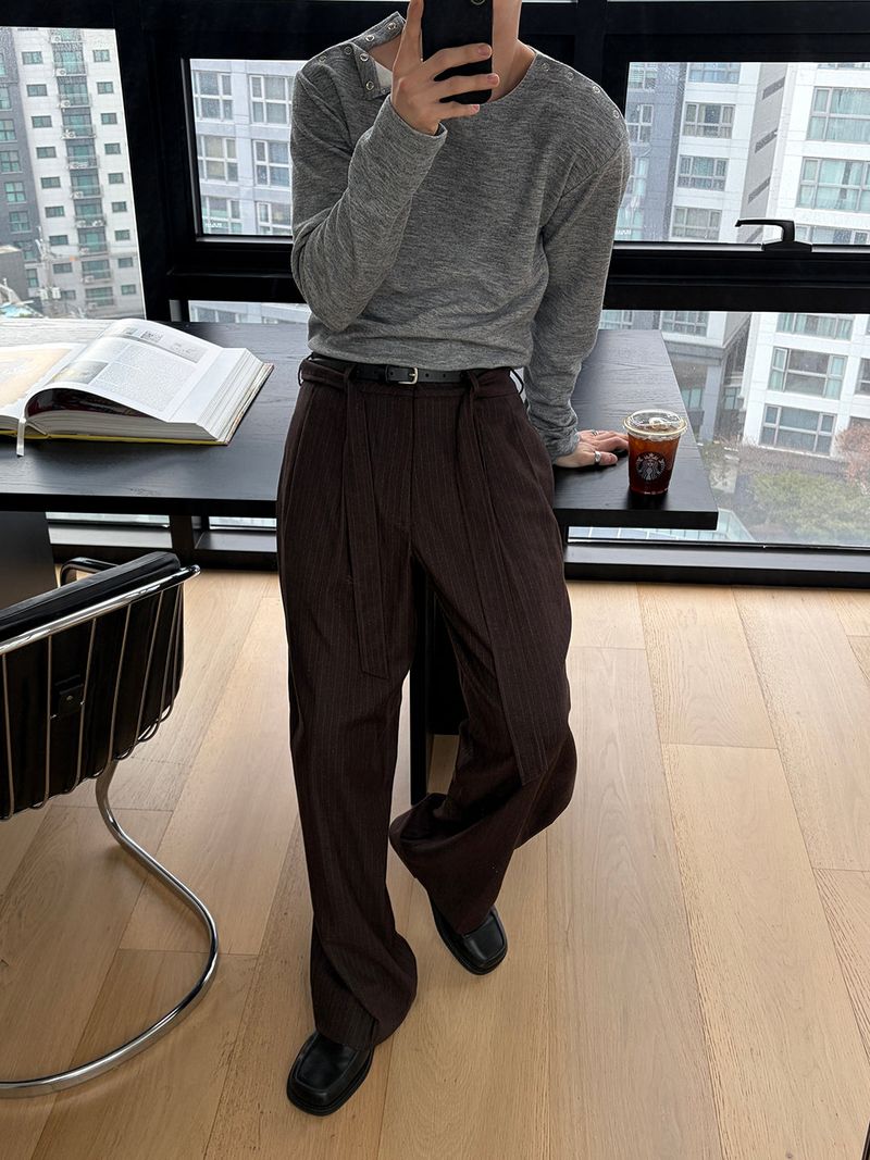 Double button boat neck long sleeves(3color)