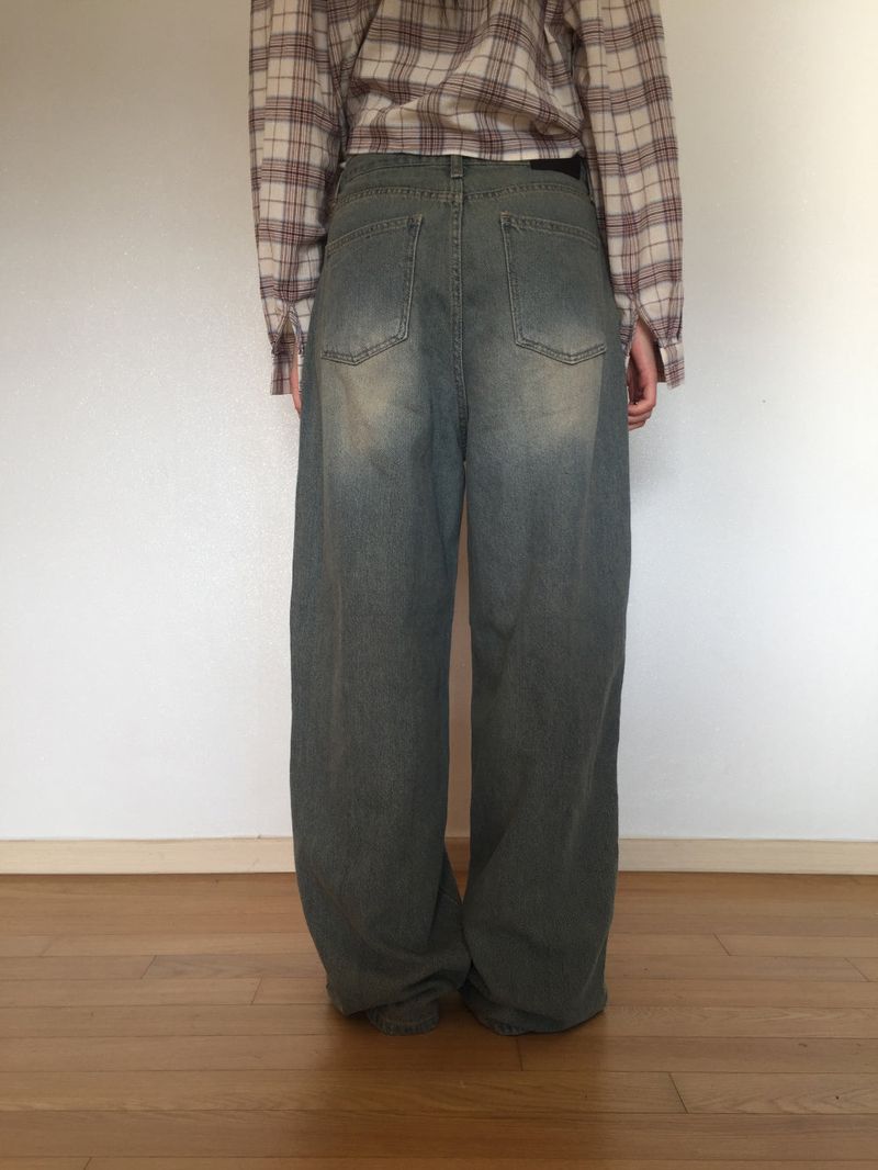 Touch denim wide long pants (2 colors)