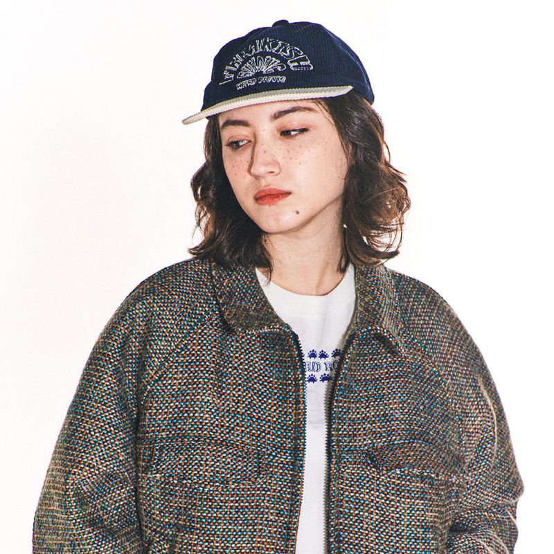 WEIRD SEMICIRCLE CORDUROY FLAT BRIM CAP (NAVY)